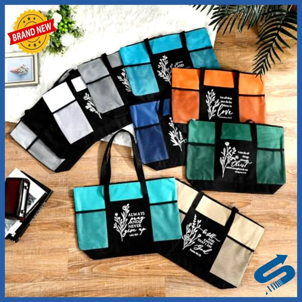 Boho Tote Bags with Zipper Pocket Religious Church Bible Study Gifts